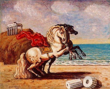 ジョルジョ・デ・キリコ Painting - 馬と寺院 1949 ジョルジョ・デ・キリコ 形而上学的シュルレアリスム